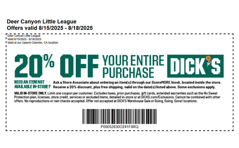 20% Discount at Dick's Sporting Goods