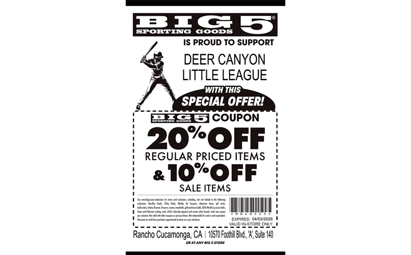 20% off - Big 5 Discount